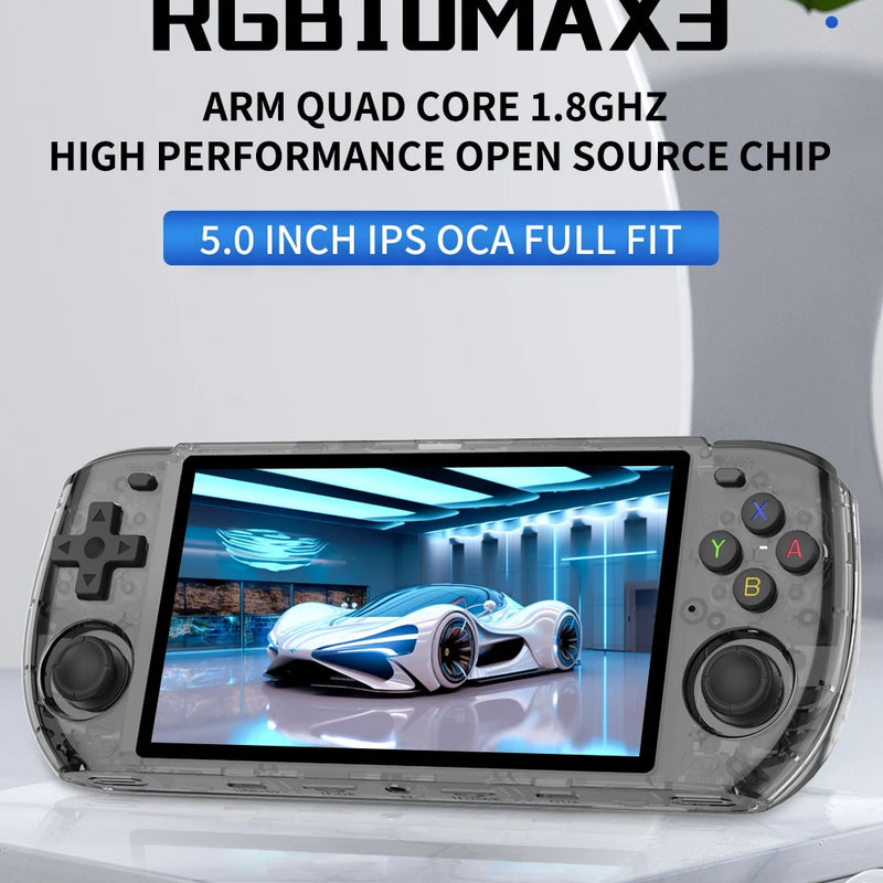 RGB10 Max3 Retro Pocket Handheld Game Console 5 INCH 1280*720 HD IPS Screen Support Multiple Open Source Systems Children's Gift