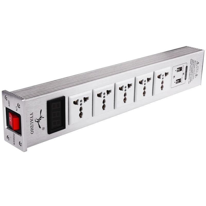 5-position AC Socket 15A 50-60KHz Hi-End Hifi Theater Audio AC Power Filter Audio Noise Power Conditioner Power Purifie with USB