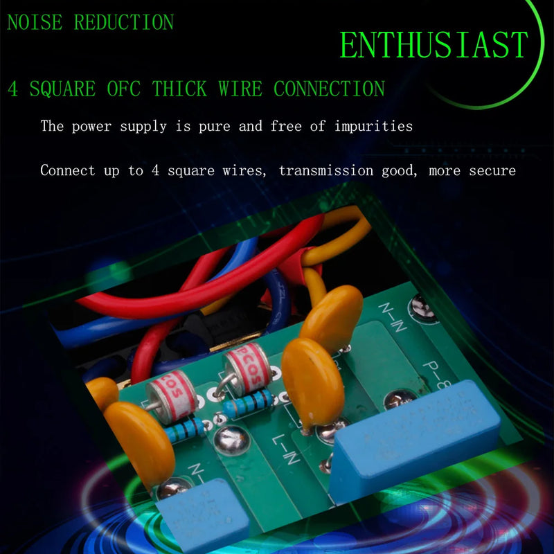 5-position AC Socket 15A 50-60KHz Hi-End Hifi Theater Audio AC Power Filter Audio Noise Power Conditioner Power Purifie with USB