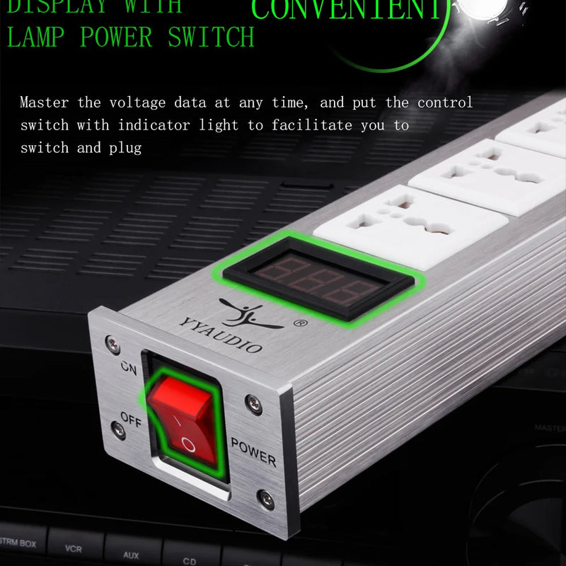 5-position AC Socket 15A 50-60KHz Hi-End Hifi Theater Audio AC Power Filter Audio Noise Power Conditioner Power Purifie with USB