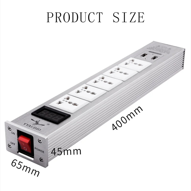 5-position AC Socket 15A 50-60KHz Hi-End Hifi Theater Audio AC Power Filter Audio Noise Power Conditioner Power Purifie with USB
