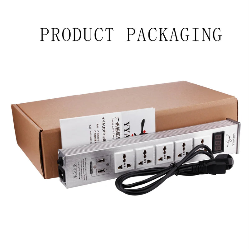 5-position AC Socket 15A 50-60KHz Hi-End Hifi Theater Audio AC Power Filter Audio Noise Power Conditioner Power Purifie with USB