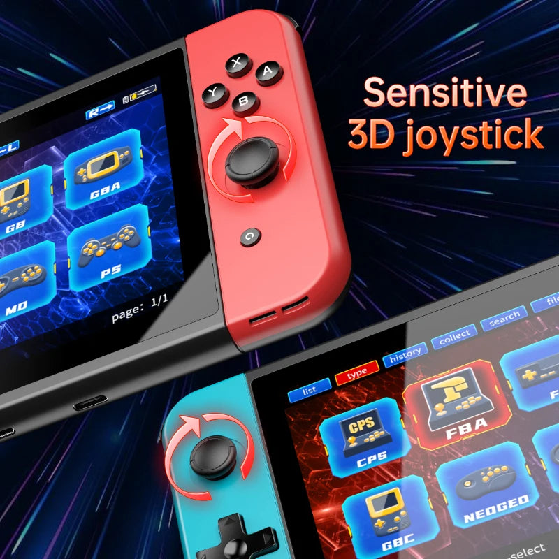 NEW X70 64GB Retro Handheld Game Console 7 Inch HD Screen Double Players ATM7051 Quad-Core Retro TV Video Game Console Gifts