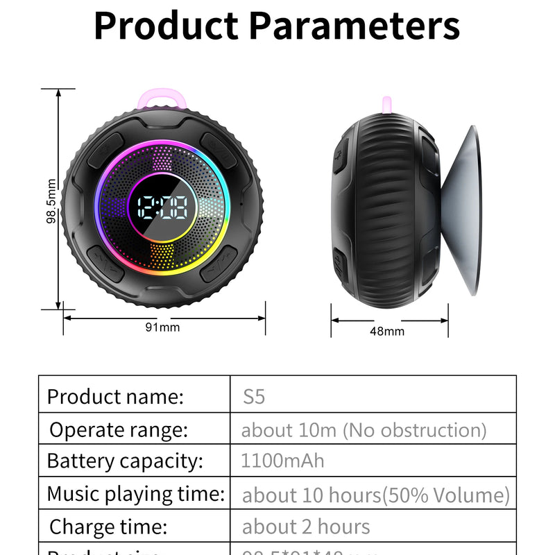Wireless Speaker BLAST! S5 ENC IPX7 Waterproof LED Light Strong bass Bluetooth speaker Type-C charging Cable 1100mAh BLAST! S5