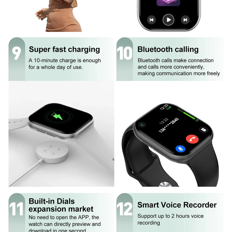 NEW Smart Watch Series 10 Men Blood Pressure BT Call NFC Sleep monitoring Wireless Charge Women Sport Smartwatch For IOS Android