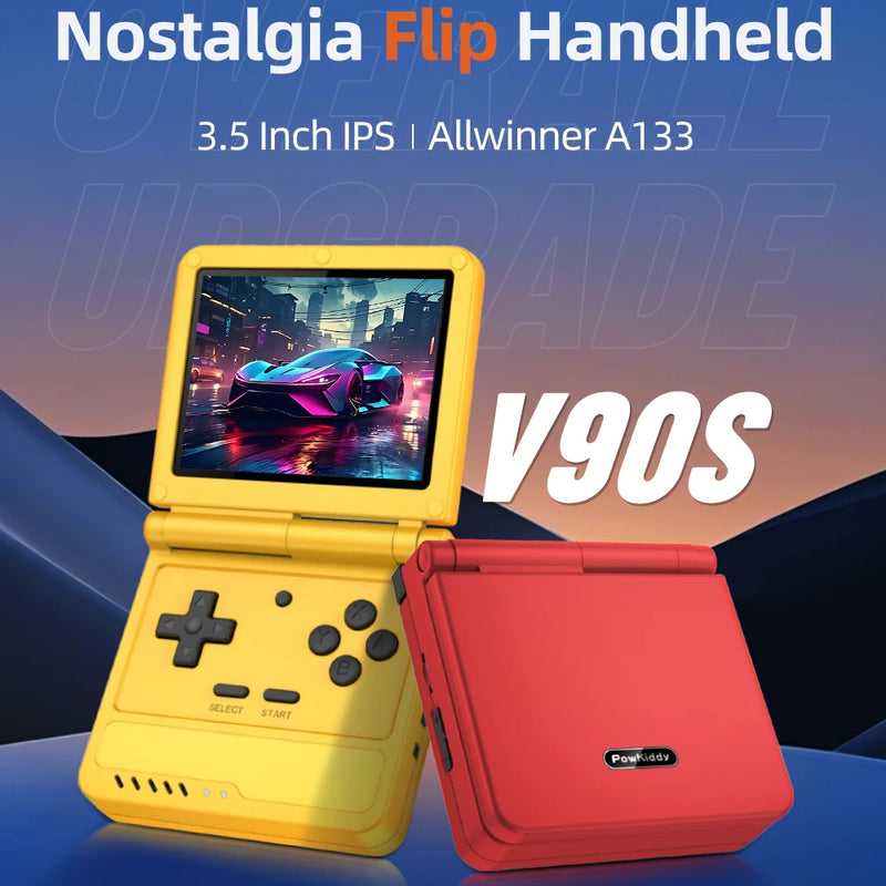 New V90S Retro Flip Handheld Game Console 3.5 Inch 640*480 Ips Screen A133Plus Vibration function Children's Gifts