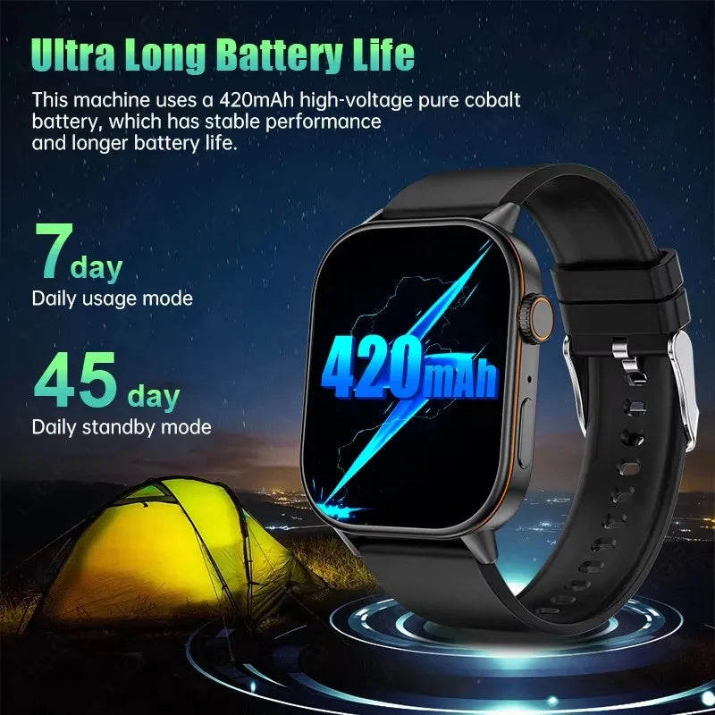 New Sports GPS tracker AMOLED Smartwatch Men Compass Military Outdoor Sports Bluetooth Call Watch 2.01 inch HD screen for Huawei
