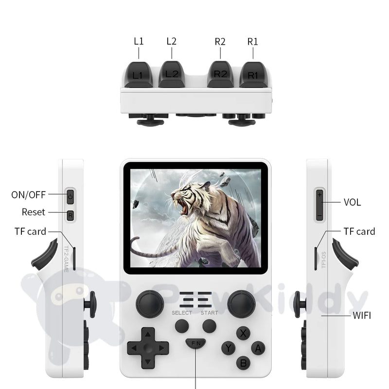 NEW RGB20S 3.5-Inch 4:3 IPS Screen Retro Handheld Game Console Open Source System RK3326 Dual Card Children's Gifts