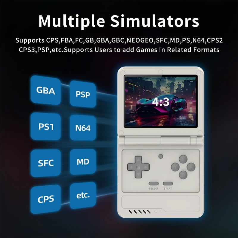 New V90S Retro Flip Handheld Game Console 3.5 Inch 640*480 Ips Screen A133Plus Vibration function Children's Gifts