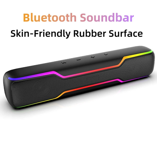 BT5.3 RGB Pro Game Computer Soundbar PC Speaker with Dynamic Lighting Audio-Light Sync Battery and USB Powered and Aux 3.5 Jack