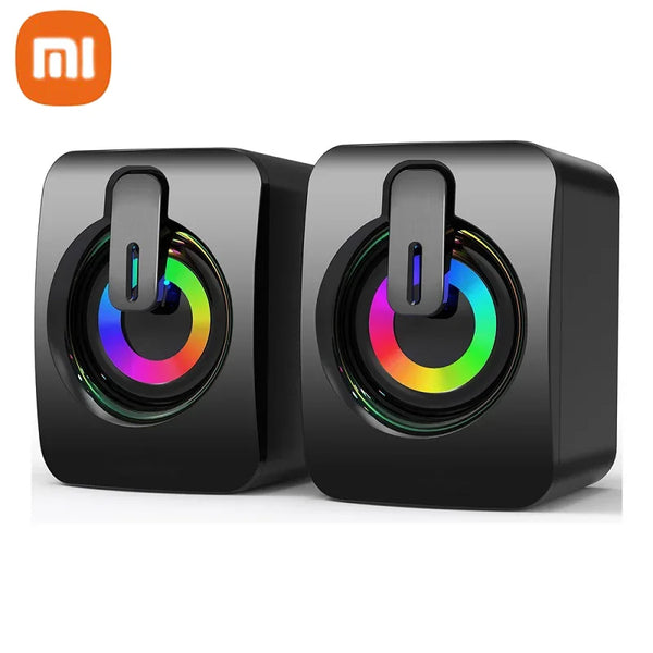XIAOMI Portable Home Speaker USB 3.5mm Audio Interface Wired Mini Subwoofer Speaker LED Light Loud Box Computer slab Cell phone
