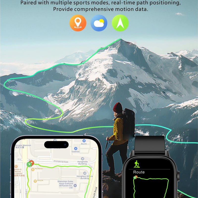 New Sports GPS tracker AMOLED Smartwatch Men Compass Military Outdoor Sports Bluetooth Call Watch 2.01 inch HD screen for Huawei