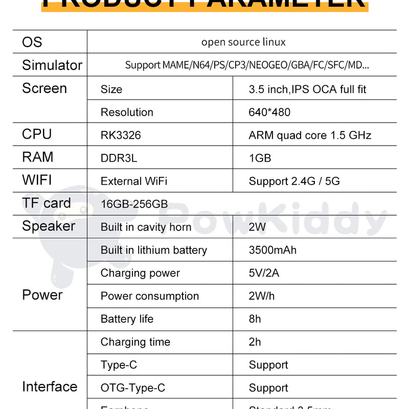 NEW RGB20S 3.5-Inch 4:3 IPS Screen Retro Handheld Game Console Open Source System RK3326 Dual Card Children's Gifts