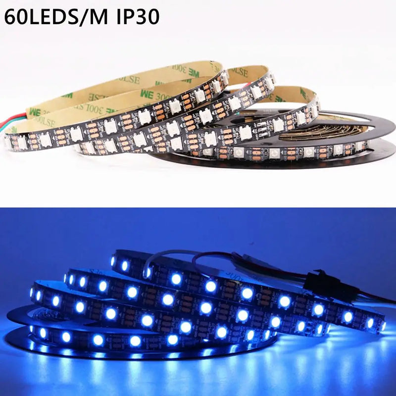 DC5V WS2812B Led Strip light 30/60/74/96/144leds/m Individually Addressable Smart 5050RGB WS2812 Pixels Led Light IP30/65/67
