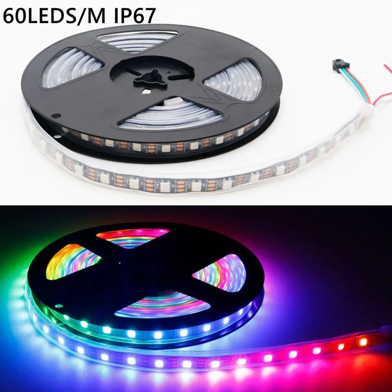 DC5V WS2812B Led Strip light 30/60/74/96/144leds/m Individually Addressable Smart 5050RGB WS2812 Pixels Led Light IP30/65/67