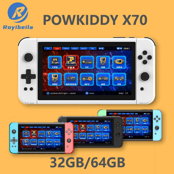 NEW X70 64GB Retro Handheld Game Console 7 Inch HD Screen Double Players ATM7051 Quad-Core Retro TV Video Game Console Gifts