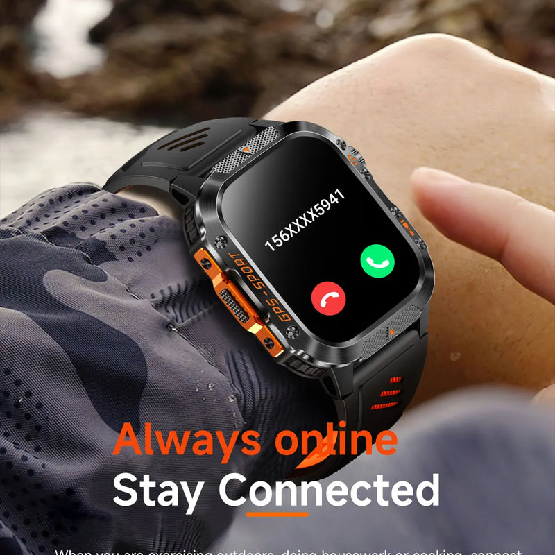 2025 NEW Military GPS Smartwatch BT Call Flashlight Wrist Watches 3ATM Waterproof Sports Smart Watch For Xiaomi Men IOS Android