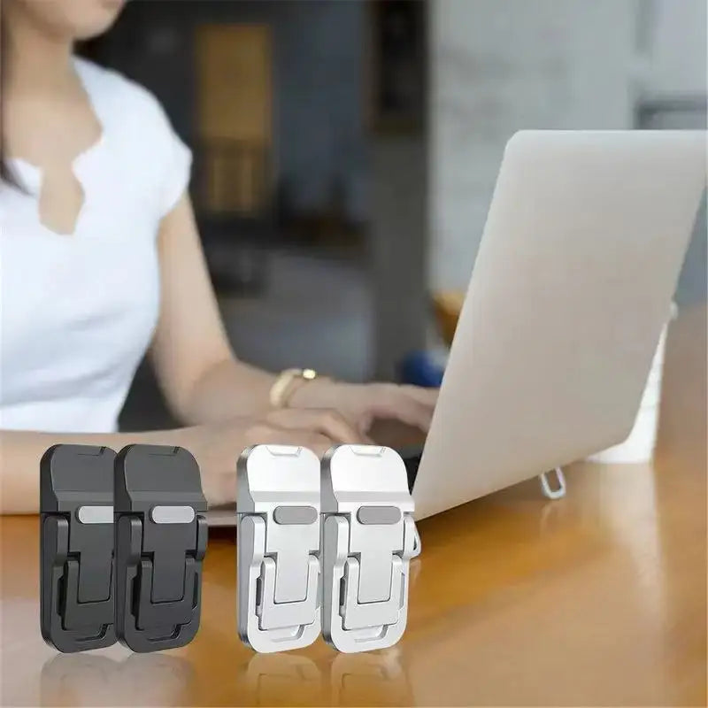 2pcs/Set Mini Portable Zinc Alloy Laptop Stand Adjustable Angles Foldable Invisible Laptop Cooling Riser for Macbook Notebook