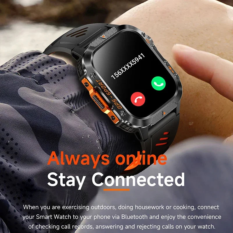 2025 NEW Military GPS Smartwatch BT Call Flashlight Wrist Watches 3ATM Waterproof Sports Smart Watch For Xiaomi Men IOS Android