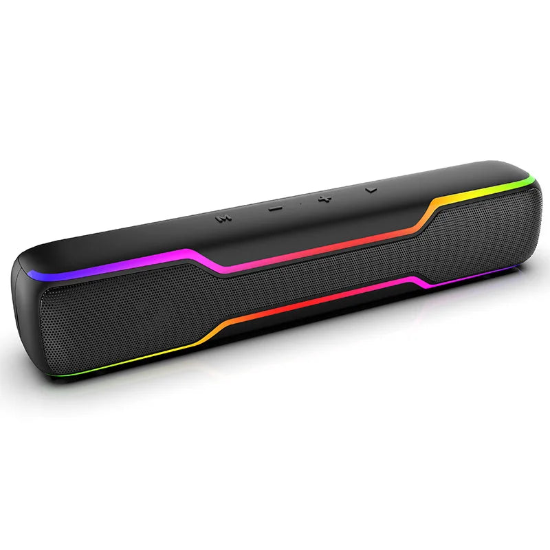 BT5.3 RGB Pro Game Computer Soundbar PC Speaker with Dynamic Lighting Audio-Light Sync Battery and USB Powered and Aux 3.5 Jack