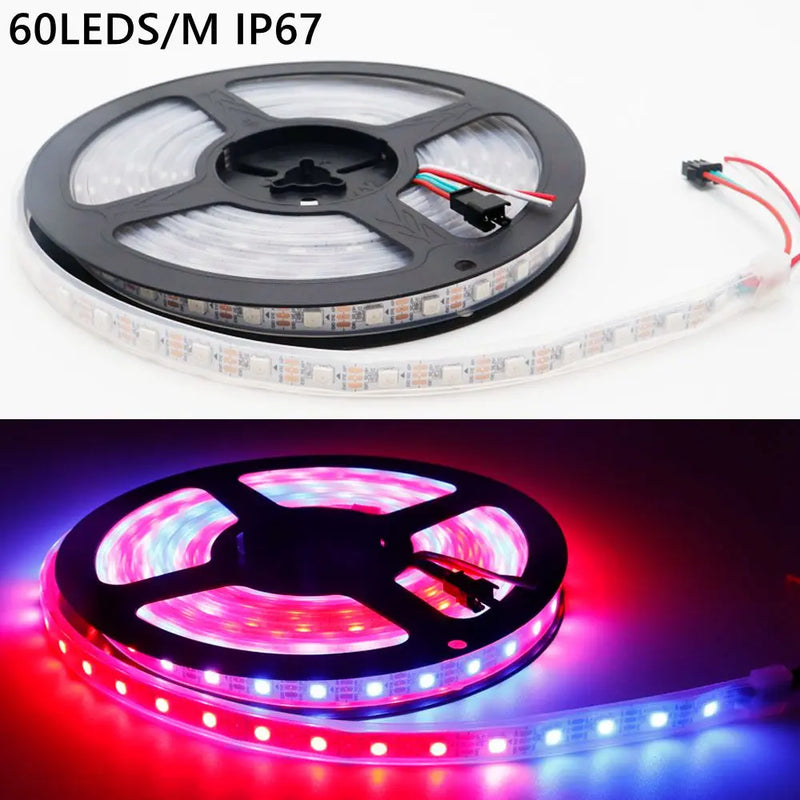 DC5V WS2812B Led Strip light 30/60/74/96/144leds/m Individually Addressable Smart 5050RGB WS2812 Pixels Led Light IP30/65/67