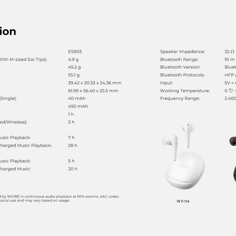 1MORE Aero Ear buds Noise Cancellation Bluetooth 5.2 flash-sale  Clear Calls 28h Playtime  Wireless Charging headset  electronic