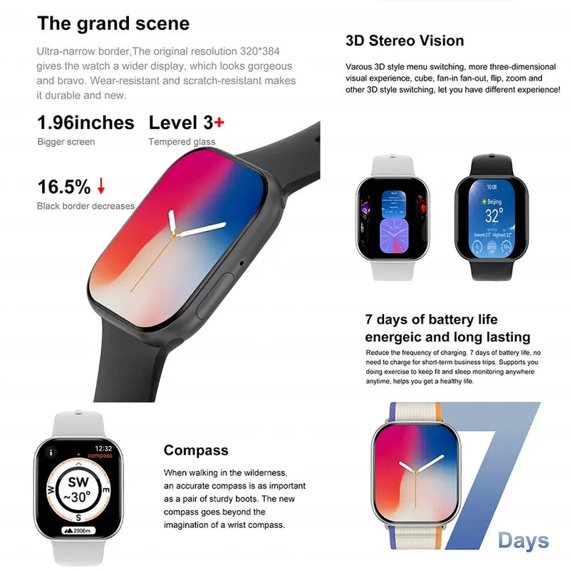 New2025 For Apple GPS Watch 10 Smart Watch NFC Men HD AMOLED Memory Music 3D Surround Bluetooth Call Waterproof Smartwatch Woman