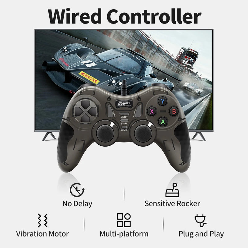 Gamepad BLACK White Wired Handle for Gaming TV / Computer PC  Joystick PS3 Controller with Vibration Effect