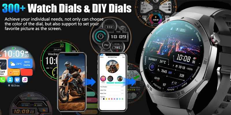 2025New For Android and ios Smart Watch Men AMOLED Screen GPS Motion trajectory Heart Rate Bluetooth Calls SmartWatch Waterproof