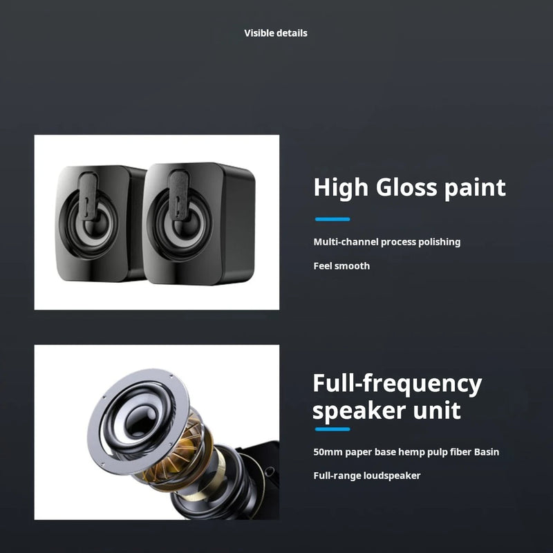 XIAOMI Portable Home Speaker USB 3.5mm Audio Interface Wired Mini Subwoofer Speaker LED Light Loud Box Computer slab Cell phone