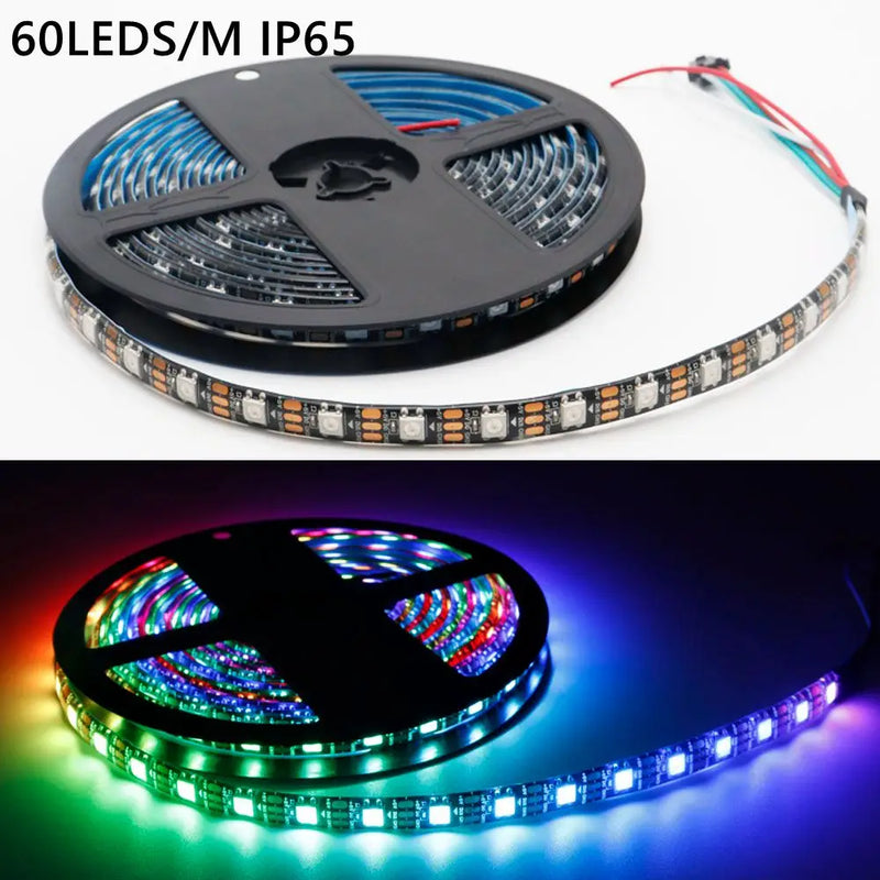 DC5V WS2812B Led Strip light 30/60/74/96/144leds/m Individually Addressable Smart 5050RGB WS2812 Pixels Led Light IP30/65/67