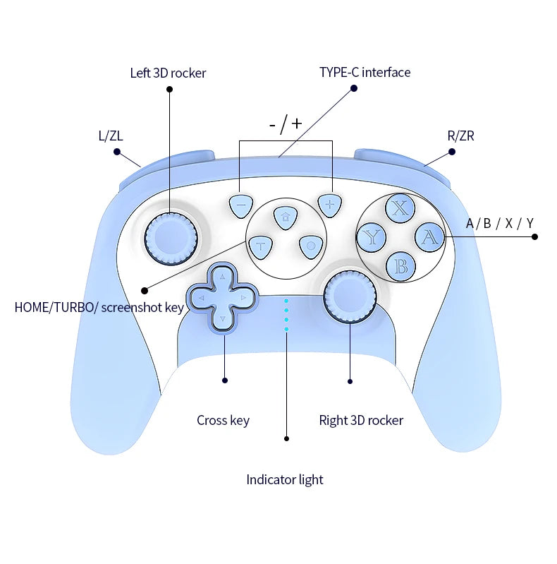 GAMINJA Bluetooth Wireless Controller For Nintendo Switch Pro Switch Lite/PC/Mobile Wireless Gamepad Multi-function Joystick
