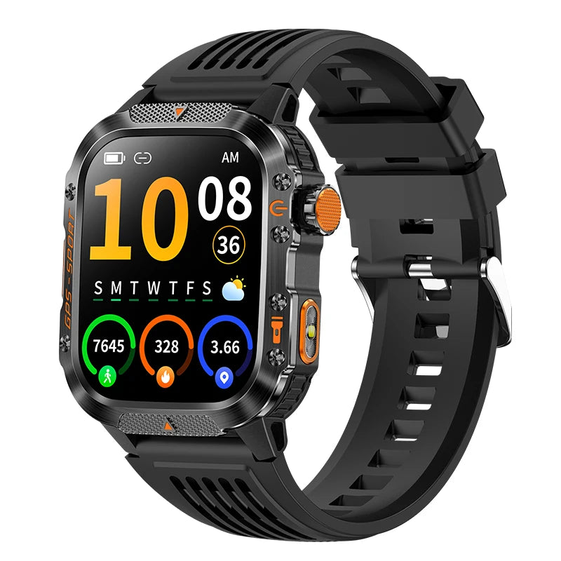 2025 NEW Military GPS Smartwatch BT Call Flashlight Wrist Watches 3ATM Waterproof Sports Smart Watch For Xiaomi Men IOS Android