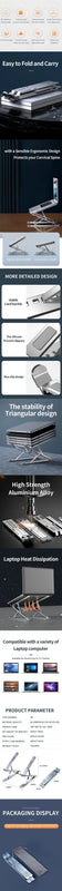 Vertical Foldable Laptop Stand Adjustable Ergonomic Notebook Holder Aluminum Alloy Notebook Cooler Support Laptop Accessories