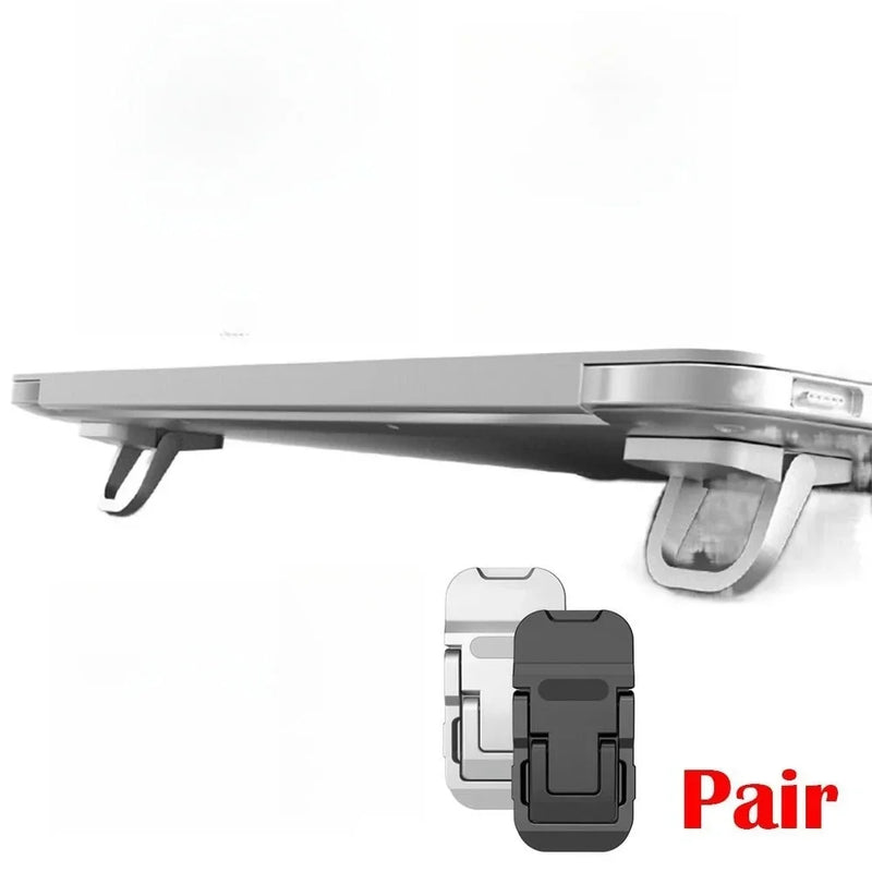 2pcs/Set Mini Portable Zinc Alloy Laptop Stand Adjustable Angles Foldable Invisible Laptop Cooling Riser for Macbook Notebook
