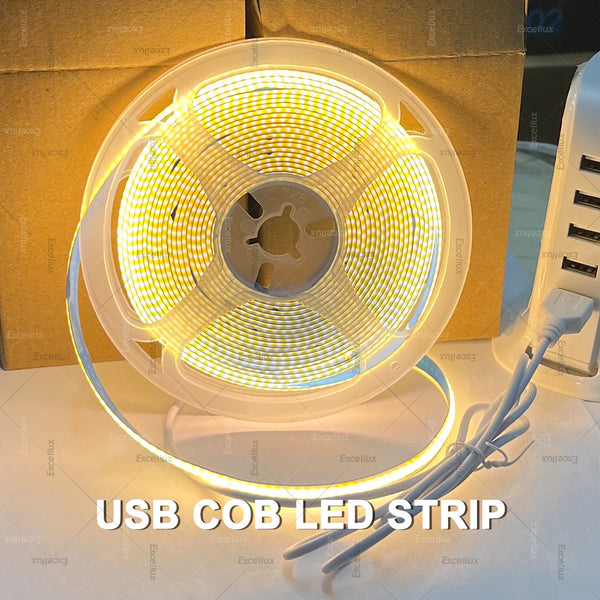 5V USB COB Led Strip Light Warm Natural White Cabinet Lamp Night Lighting Flexible Led Ribbon Strip TV Backlight Room Home Decor