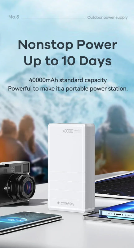 Portable Power Bank 65W Fast Charging 40000Mah Rpp-310 Pd Qc Rohs Ce Fcc 2022 New Arrivals laptop Powerbank For Xiaomi Iph