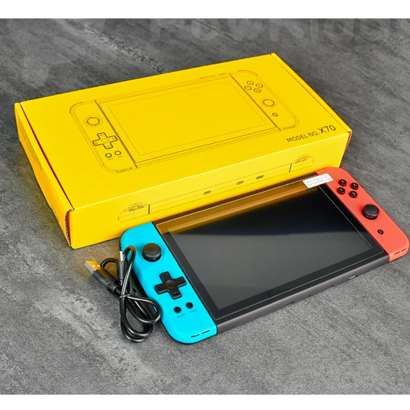 NEW X70 64GB Retro Handheld Game Console 7 Inch HD Screen Double Players ATM7051 Quad-Core Retro TV Video Game Console Gifts