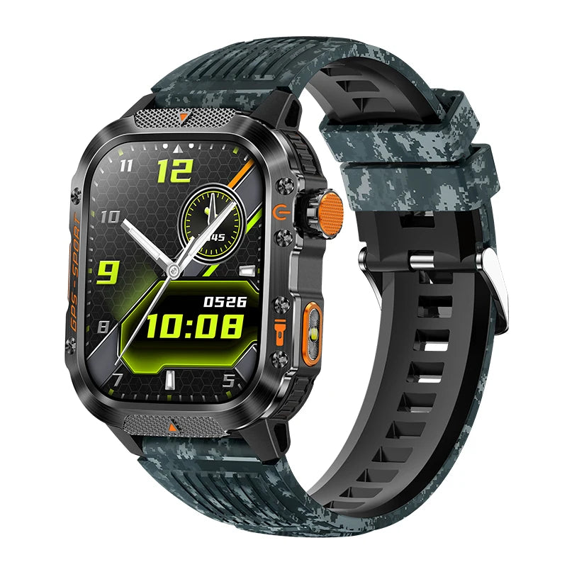 2025 NEW Military GPS Smartwatch BT Call Flashlight Wrist Watches 3ATM Waterproof Sports Smart Watch For Xiaomi Men IOS Android