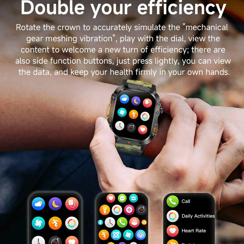 2025 NEW Military GPS Smartwatch BT Call Flashlight Wrist Watches 3ATM Waterproof Sports Smart Watch For Xiaomi Men IOS Android