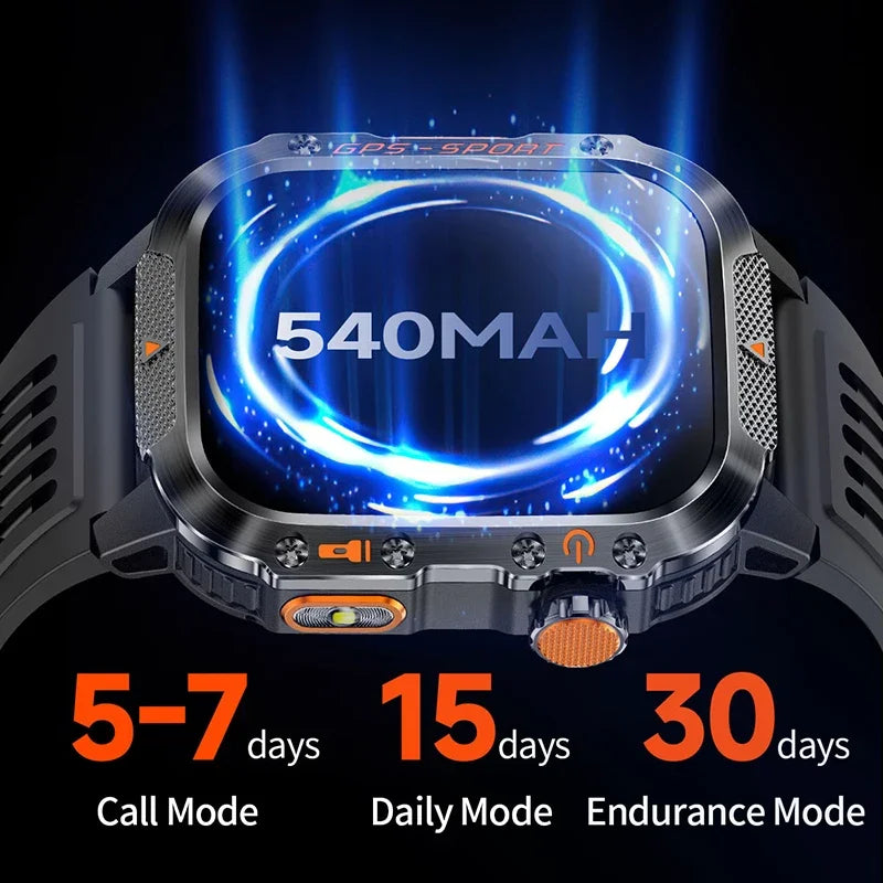 2025 NEW Military GPS Smartwatch BT Call Flashlight Wrist Watches 3ATM Waterproof Sports Smart Watch For Xiaomi Men IOS Android