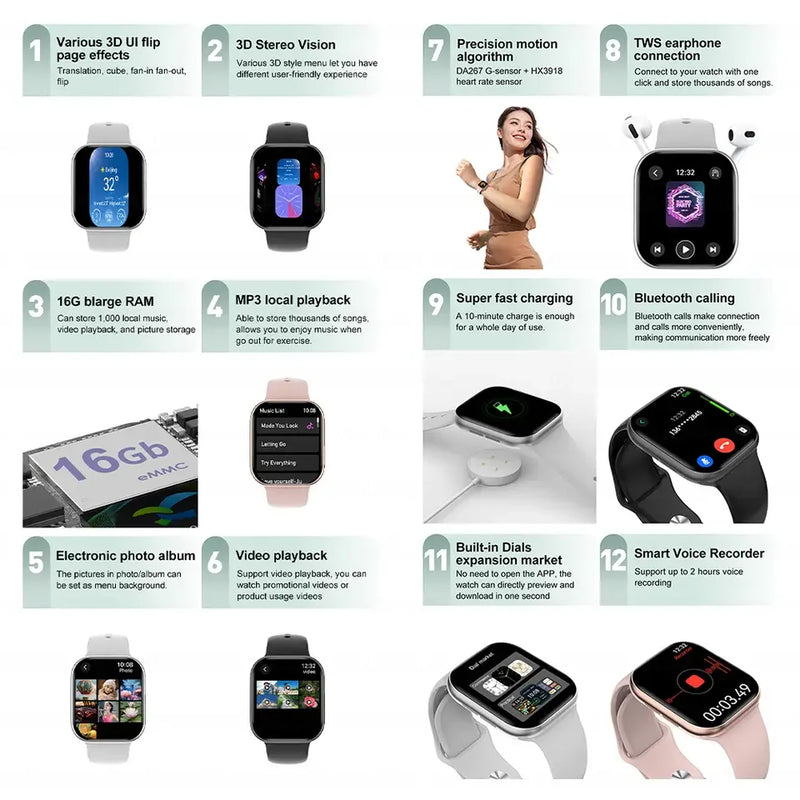 NEW Smart Watch Series 10 Men Blood Pressure BT Call NFC Sleep monitoring Wireless Charge Women Sport Smartwatch For IOS Android