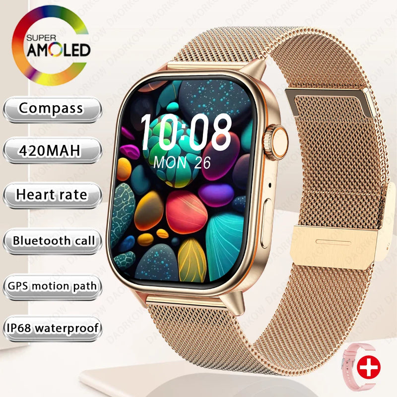 New Sports GPS tracker AMOLED Smartwatch Men Compass Military Outdoor Sports Bluetooth Call Watch 2.01 inch HD screen for Huawei