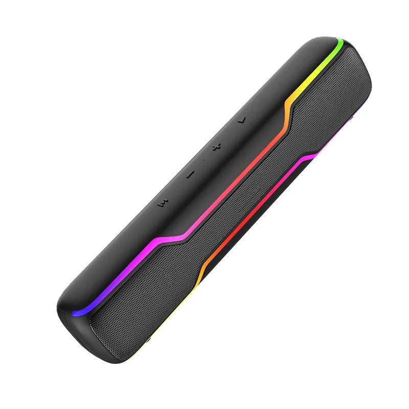 BT5.3 RGB Pro Game Computer Soundbar PC Speaker with Dynamic Lighting Audio-Light Sync Battery and USB Powered and Aux 3.5 Jack