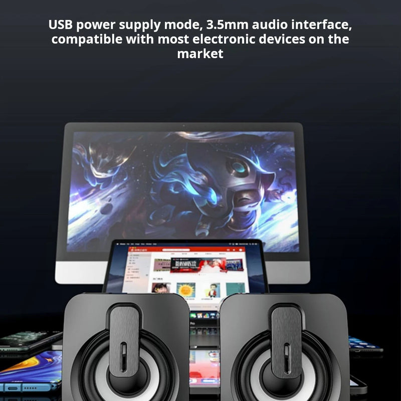 XIAOMI Portable Home Speaker USB 3.5mm Audio Interface Wired Mini Subwoofer Speaker LED Light Loud Box Computer slab Cell phone