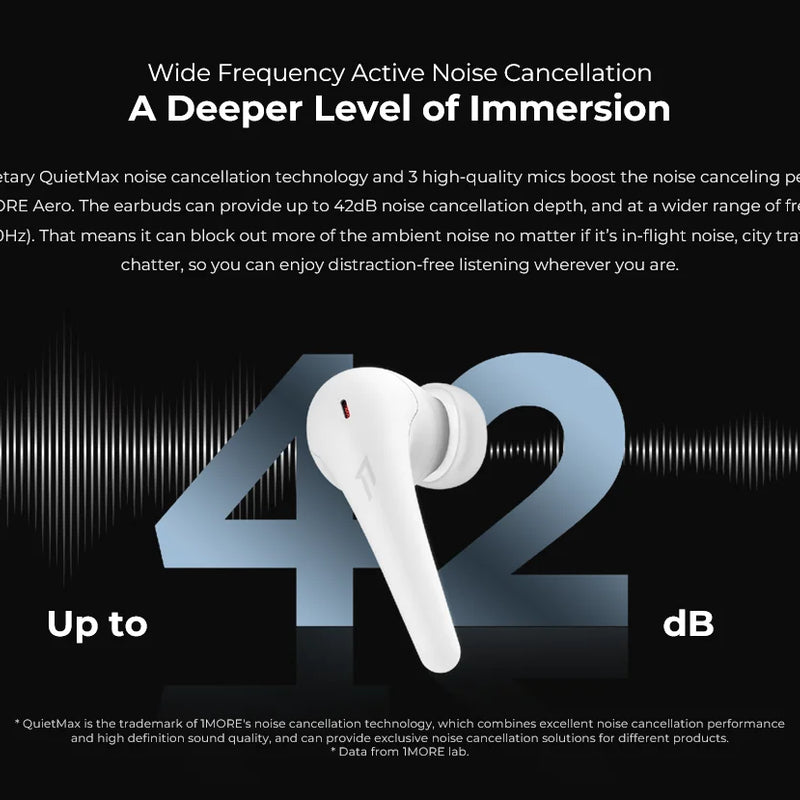 1MORE Aero Ear buds Noise Cancellation Bluetooth 5.2 flash-sale  Clear Calls 28h Playtime  Wireless Charging headset  electronic