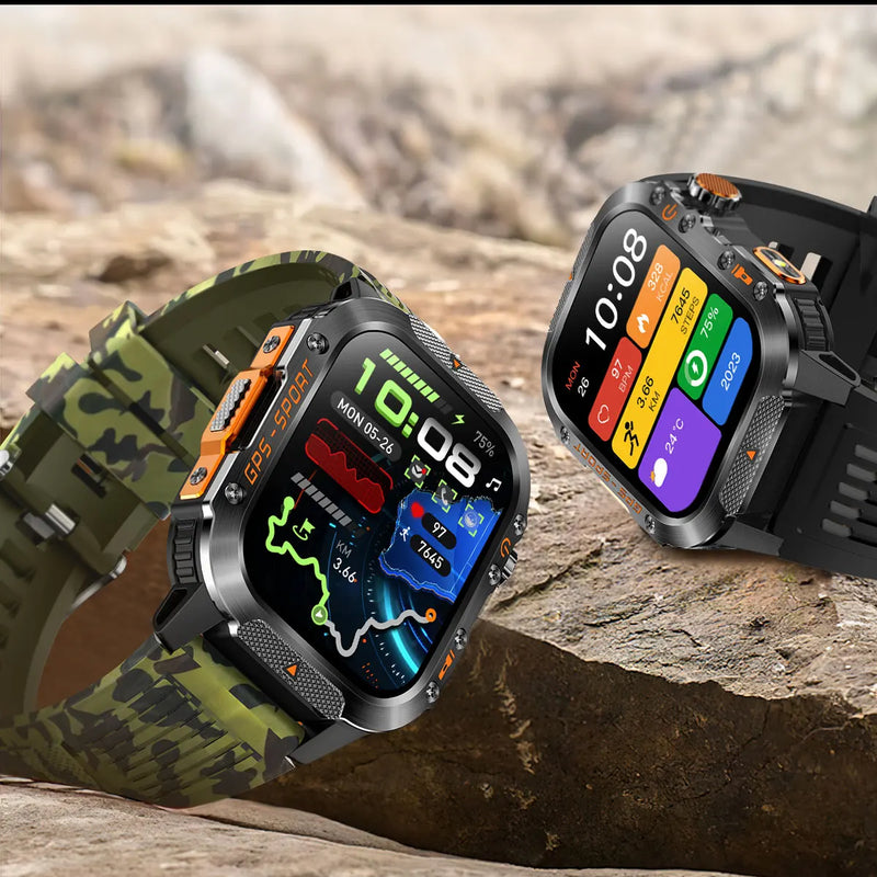 2025 NEW Military GPS Smartwatch BT Call Flashlight Wrist Watches 3ATM Waterproof Sports Smart Watch For Xiaomi Men IOS Android