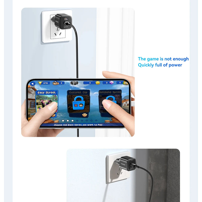 Essager 20W GaN USB Type C Charger PD Fast Charge Phone QC 3.0 Quick Chargers For iPhone 14 13 12 11 Pro Max Mini iPad Charging