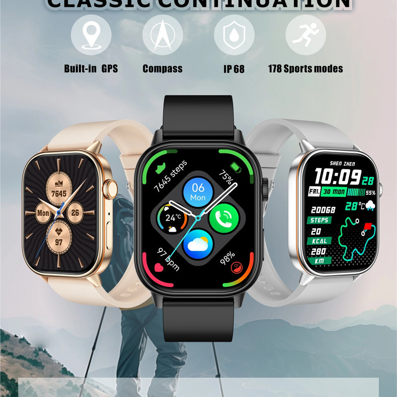 New Sports GPS tracker AMOLED Smartwatch Men Compass Military Outdoor Sports Bluetooth Call Watch 2.01 inch HD screen for Huawei