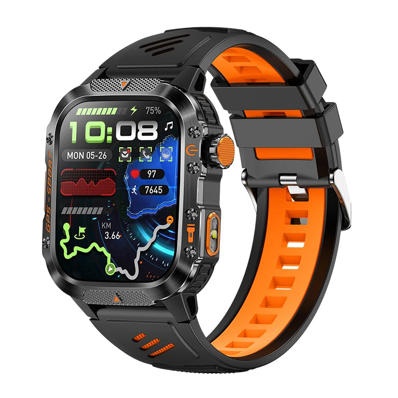 2025 NEW Military GPS Smartwatch BT Call Flashlight Wrist Watches 3ATM Waterproof Sports Smart Watch For Xiaomi Men IOS Android
